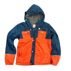 MEC Alto Jacket Boys Size 16 Fleece Lined Hooded Orange Blue